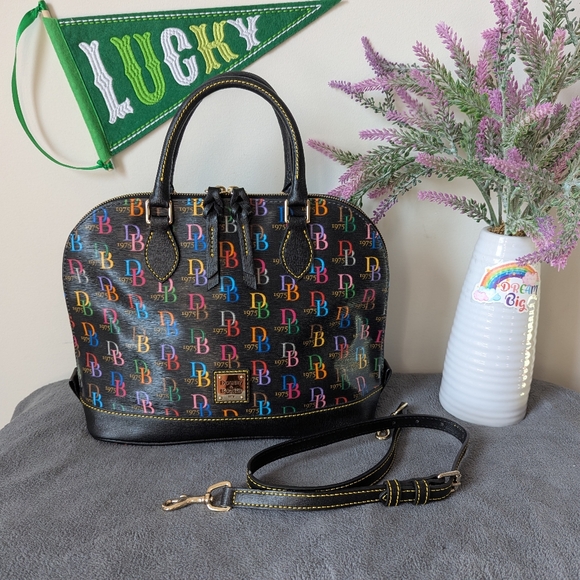Dooney And Bourke Rainbow Monogram Zip Zip Satchel - Picture 1 of 8